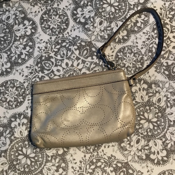 Coach Silver/Cream Wristlet - Picture 2 of 4